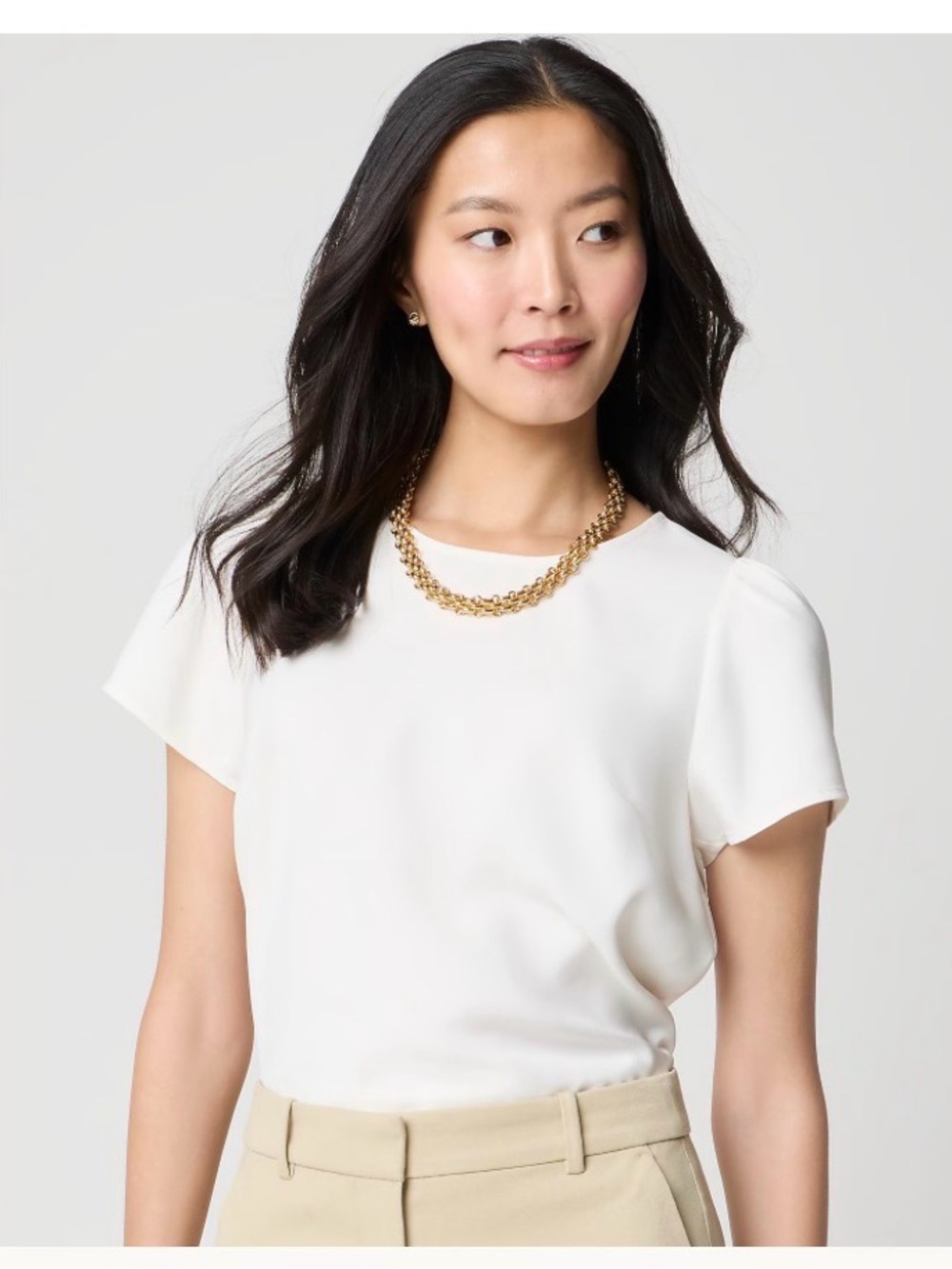 J.Crew Ivory Puff Sleeve Blouse XS NWT Short Sleeve Career Top